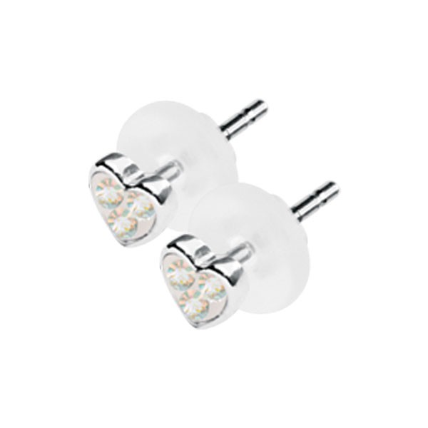 AB HEART SHAPE CRYSTAL CLUSTER EAR STUDS - KS-EAR-12
