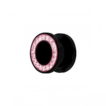 ACRYLIC FLESH TUNNEL WITH PINK CRYSTALS