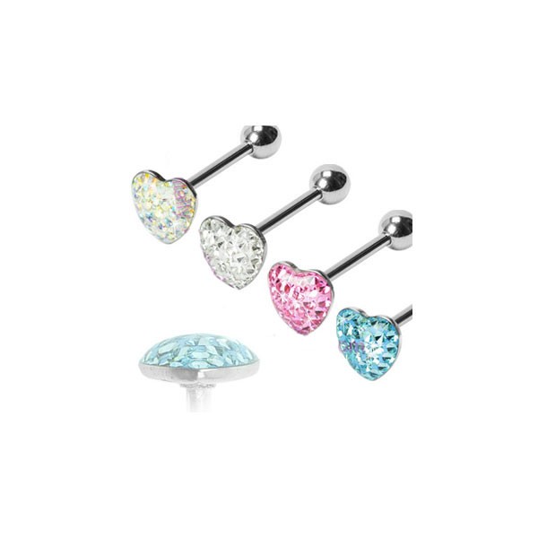 AQUA CRYSTAL HEART FLAT TONGUE BAR