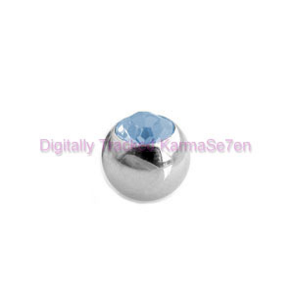 Aqua Jewelled Surgical Steel Threaded Micro Ball (1.6mm x 5mm)
