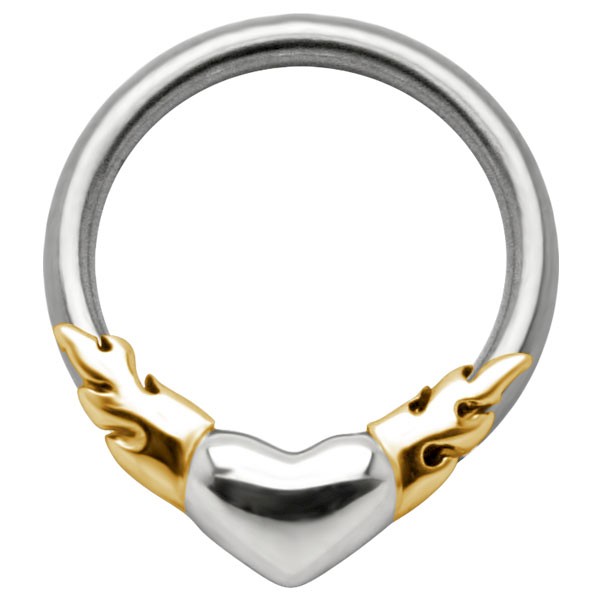 BCR STYLE NIPPLE RING - FLAMING HEARTS