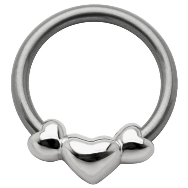 BCR STYLE NIPPLE RING - SILVER HEARTS