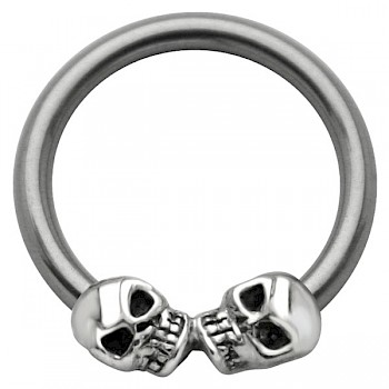 BCR STYLE NIPPLE RING - SILVER SKULLS
