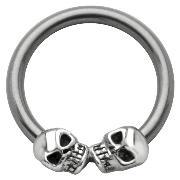 BCR STYLE NIPPLE RING - SILVER SKULLS