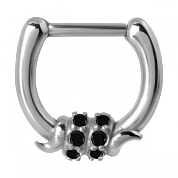 BLACK JEWELLED BARBED WIRE SEPTUM CLICKER