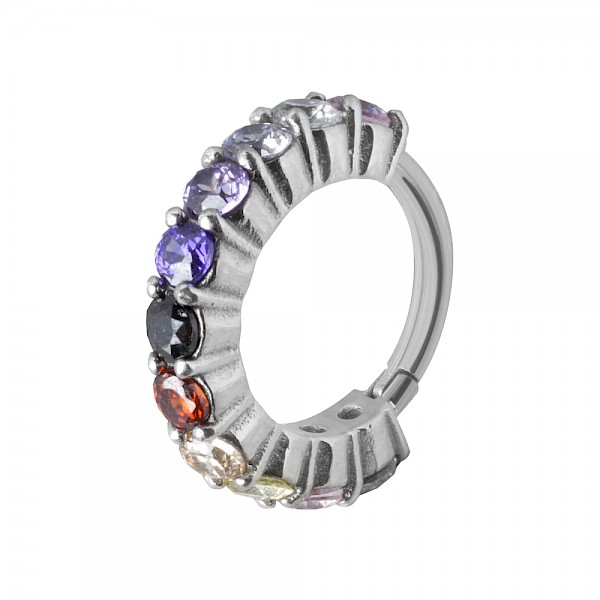 CARTILAGE PIERCING CLICKER RING - RAINBOW