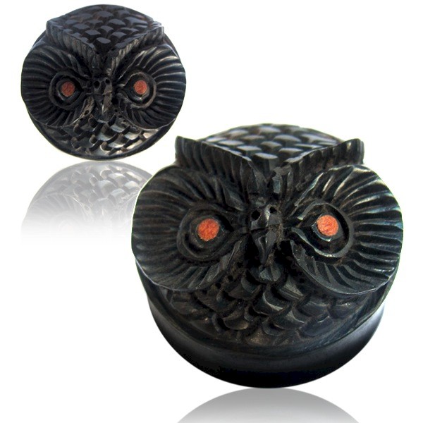 CARVED ARANG WOOD OWL PLUG