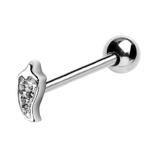 CHILI PEPPER CLEAR CRYSTAL TONGUE BAR