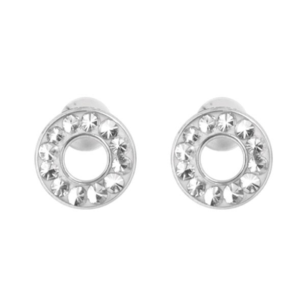 CLEAR CRYSTAL CLUSTER HOOP EAR STUDS - KS-EAR-15