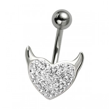 CLEAR CRYSTAL DEVIL HEART - SILVER BELLY BAR