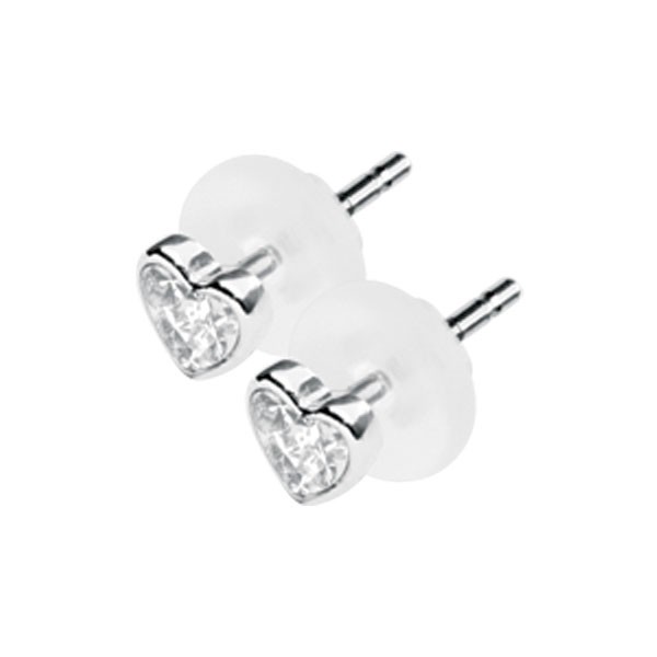 CLEAR HEART SHAPE CRYSTAL CLUSTER EAR STUDS