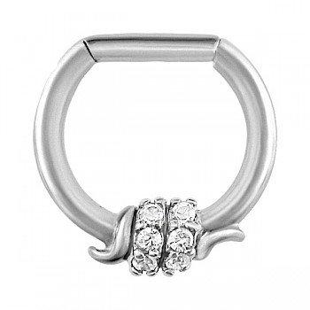 CLEAR JEWELLED BARBED WIRE SEPTUM CLICKER