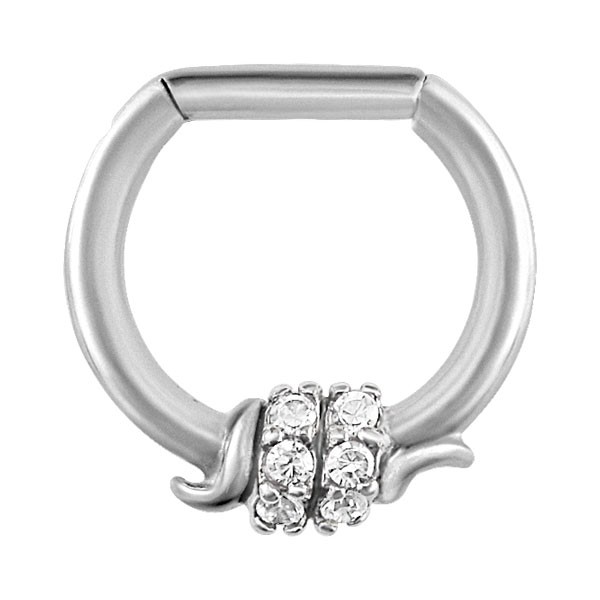 CLEAR JEWELLED BARBED WIRE SEPTUM CLICKER