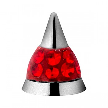 CRYSTAL ENCRUSTED THREADED SPIKE - RED