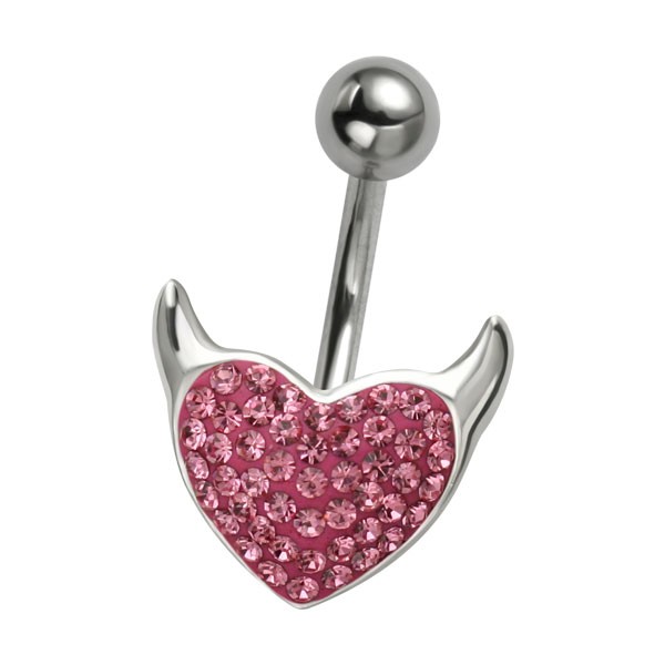 CRYSTAL & SILVER DEVIL BELLY BAR - PINK