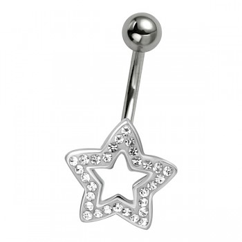 CRYSTAL STAR BELLY BAR - CLEAR CRYSTAL