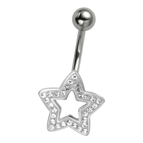 CRYSTAL STAR BELLY BAR - CLEAR CRYSTAL