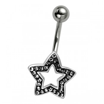 CRYSTAL STAR BELLY BAR - JET