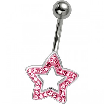 CRYSTAL STAR BELLY BAR - PINK