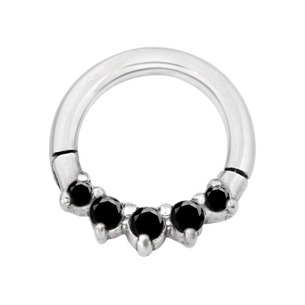CZ CLICKER SEGMENT RING - BLACK