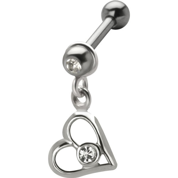 DANGLING TRAGUS & EAR STUD - JEWEL HEART