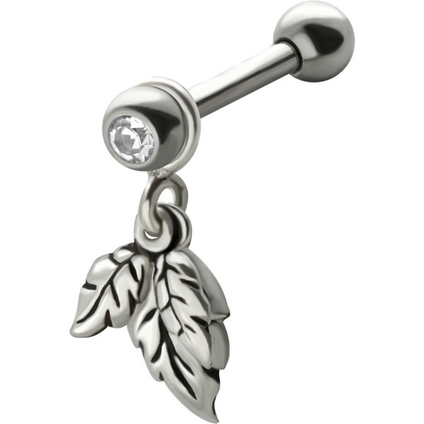 DANGLING TRAGUS & EAR STUD - LEAVES - KS-DES-12