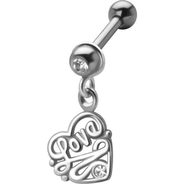 DANGLING TRAGUS & EAR STUD - LOVE HEART