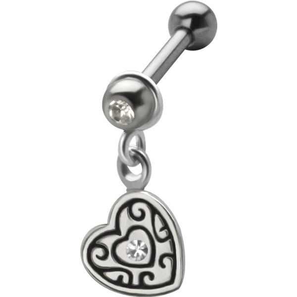 DANGLING TRAGUS & EAR STUD - TRIBAL HEART - KS-DES-04
