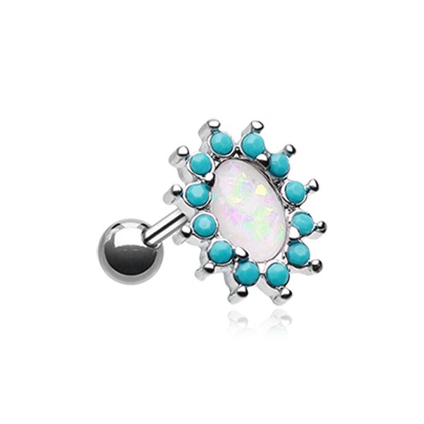 ELEGANT TURQUOISE & OPAL CARTILAGE & TRAGUS STUD