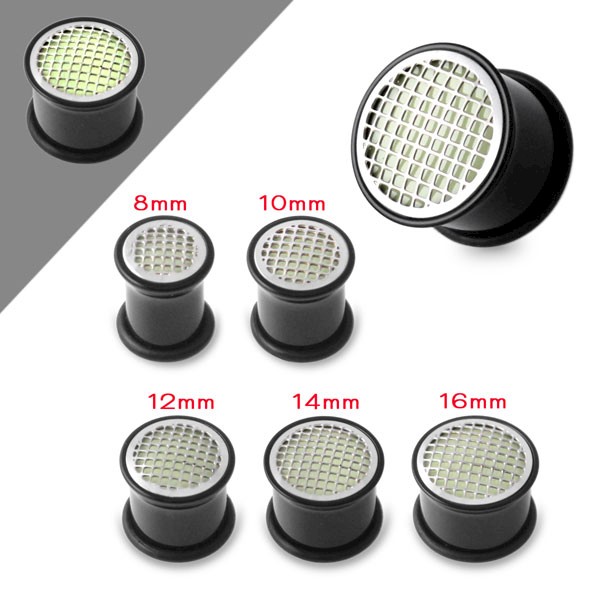 GLOW IN THE DARK STEEL GRID FLESH PLUG