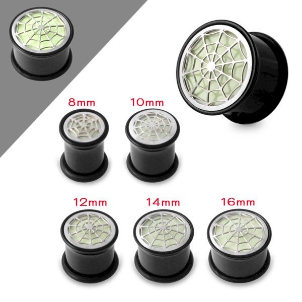 GLOW IN THE DARK STEEL WEB FLESH PLUG