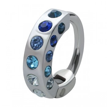 HELIX & CARTILAGE UPPER EAR RING - BLUE JEWELS