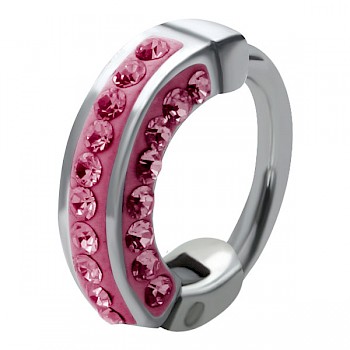 HELIX & CARTILAGE UPPER EAR RING - PINK CRYSTALS