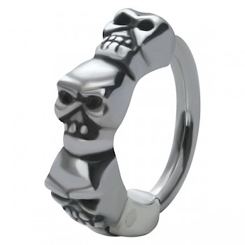HELIX & CARTILAGE UPPER EAR RING - SILVER SKULLS