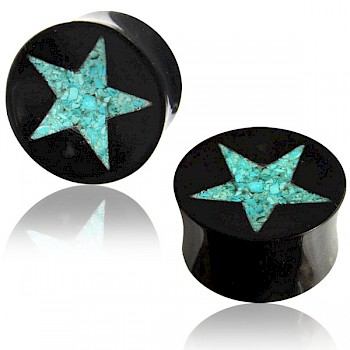 HORN PLUG WITH TURQUOISE AGATE STAR