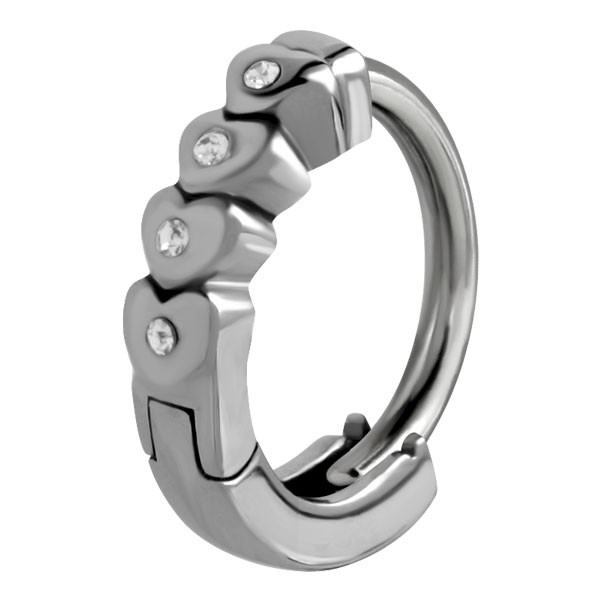 Huggy Steel Belly Button Ring - Jewel Hearts
