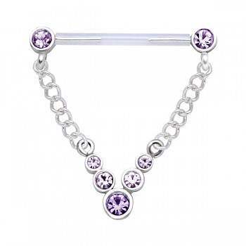 JEWEL NIPPLE PIERCING CHAIN - LAVENDER