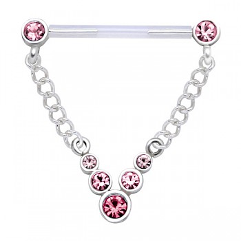 JEWEL NIPPLE PIERCING CHAIN - PINK
