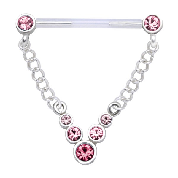 JEWEL NIPPLE PIERCING CHAIN - PINK