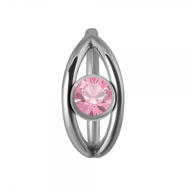 JEWELLED DOUBLE BAND CLICKER SEGMENT RING - PINK