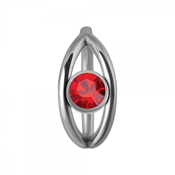 JEWELLED DOUBLE BAND CLICKER SEGMENT RING - RED