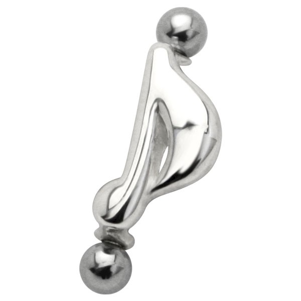 MUSICAL NOTE SILVER EYEBROW BAR & SHIELD