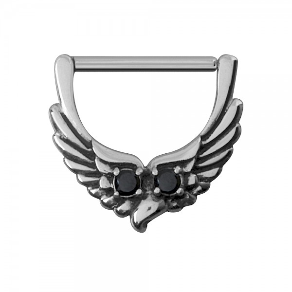 OWL NIPPLE CLICKER RING - BLACK