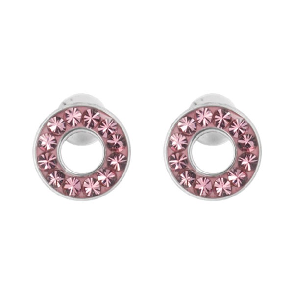 PINK CRYSTAL CLUSTER HOOP EAR STUDS - KS-EAR-16