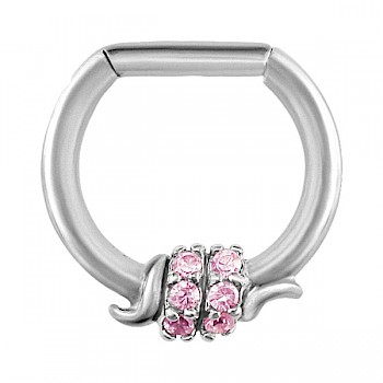 PINK JEWELLED BARBED WIRE SEPTUM CLICKER