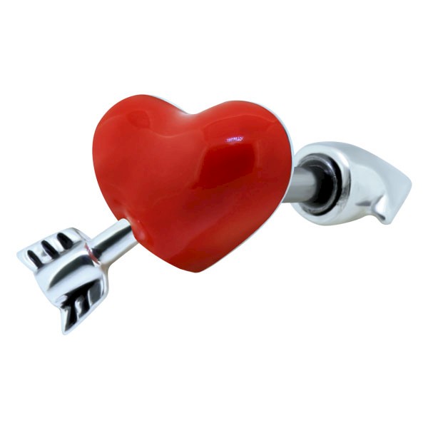 PUNCTURED RED HEART HELIX BAR WITH ARROW