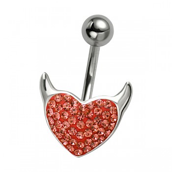 RED CRYSTAL DEVIL HEART - SILVER BELLY BAR