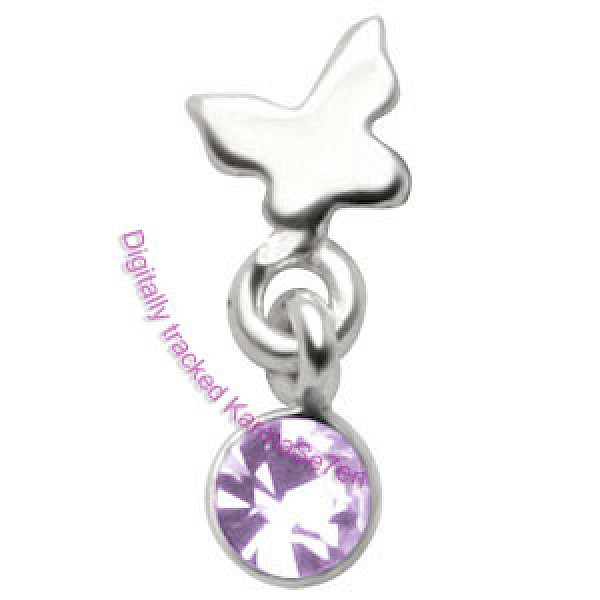 Silver Butterfly Dangling Tragus Stud - Lavender