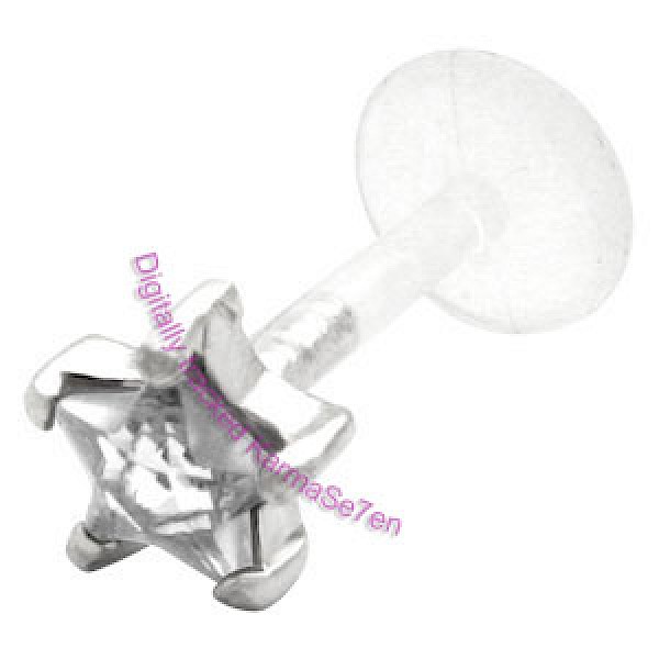 Silver Claw Star Jewel Lip Stud - Clear