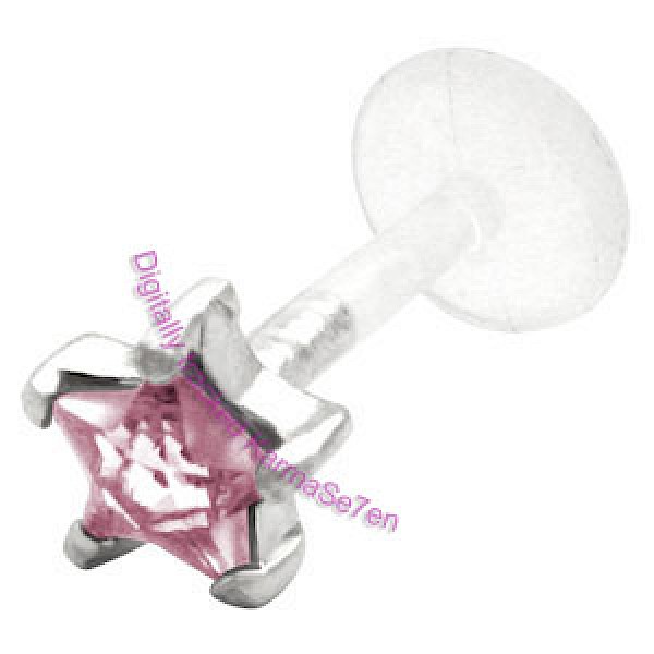 Silver Claw Star Jewel Lip Stud - Pink